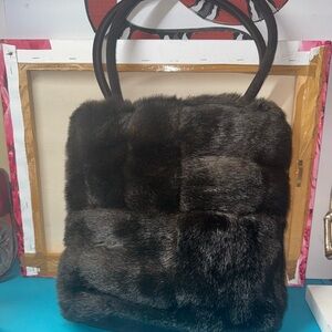 Elegant Faux Fur Tote Bag - Dark Brown